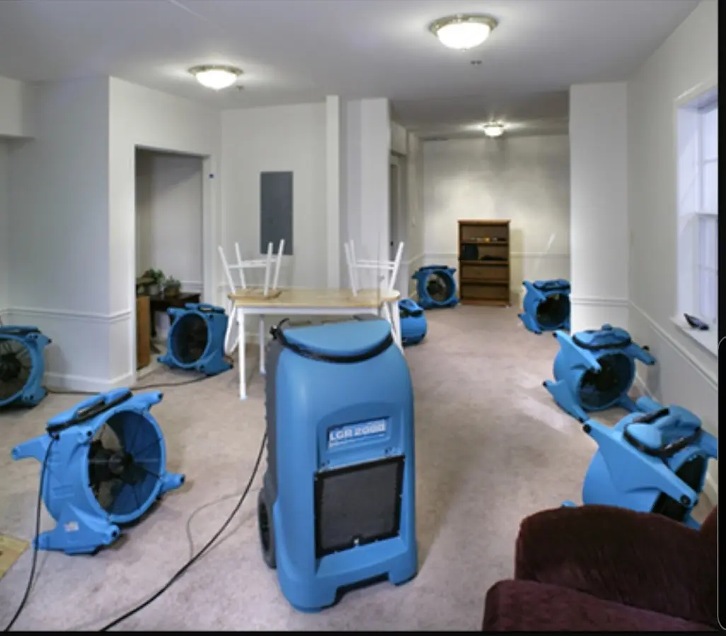 Air movers and dehumidifier setup for Water Extraction & Removal in Grafton